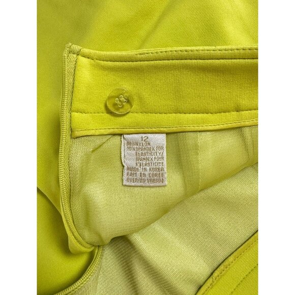 Dana Buchman Y2K Vibrant Neon Yellow‎ Straight Short Skirt Stretch Lined 12 - Picture 9 of 14